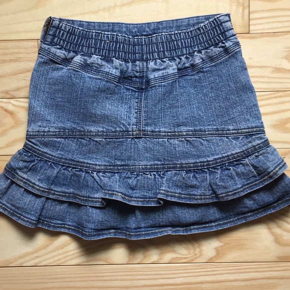 Jeweled Embroidered Ruffled Denim Jean Skirt - Picture 5 of 7